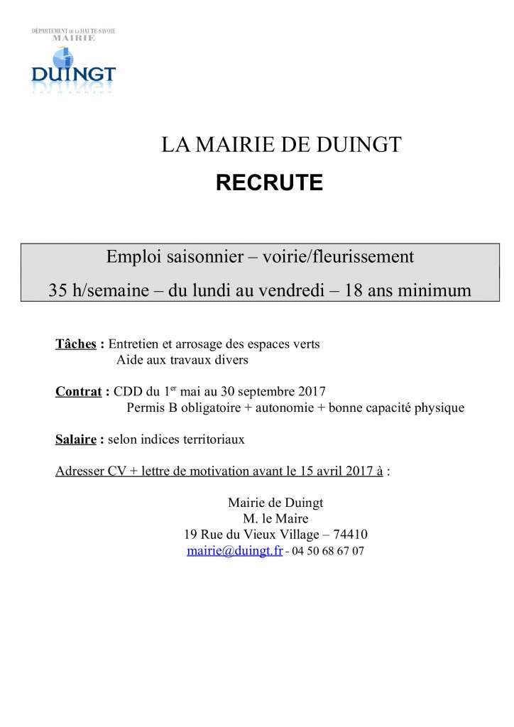 Lettre De Motivation Job D été Mairie Espace Vert 