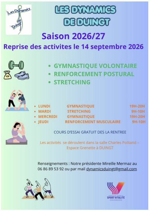Reprise des activités sportives avec l’association « Les Dynamics de Duingt »
